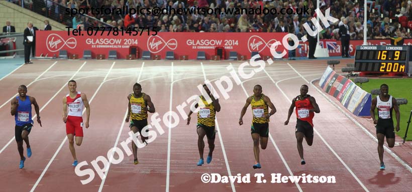 Rasheed Dwyer (Jamaica) wins the 200 metrs at the Commonwealth Games, Glasgow. Photo: David T. Hewitson/Sports for All Pics